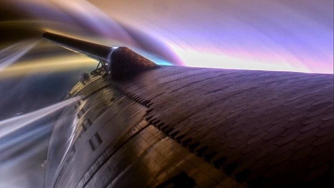 Starship in flight during high-altitude test by SpaceX